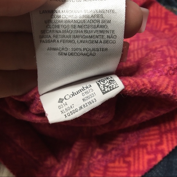 COLUMBIA Pink Purple Patterned Fleece Pullover - Picture 3 of 6